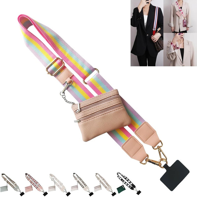 CUEDM Cell Phone Lanyard Crossbody,Adjustable Cell Phone Strap with Wristlet,Clip and Go Strap for Phone with Wallet - Image 1